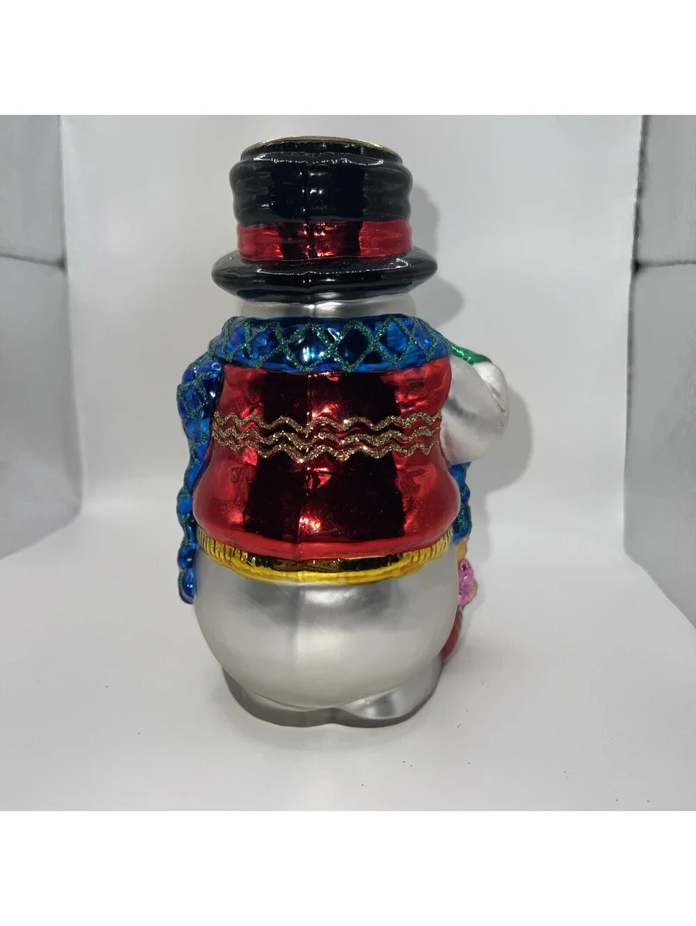 Vintage Snowman Candle Holder Glass Mercury